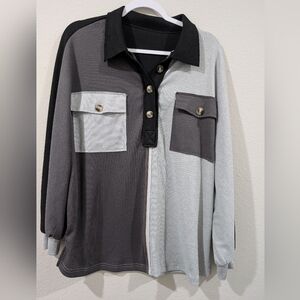 Colorblock Button-Up Shirt